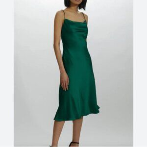 Amsale Clark Satin Midi Dress in Emerald s. 14